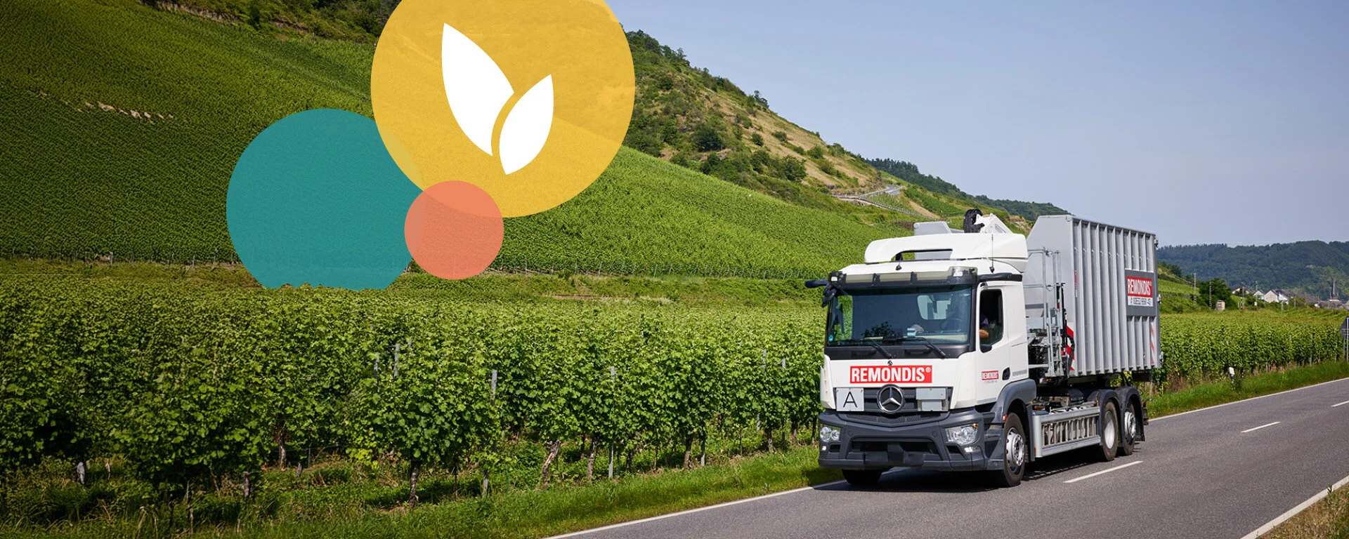 Sammelfahrzeug durch die Weinberge Luxembourgs